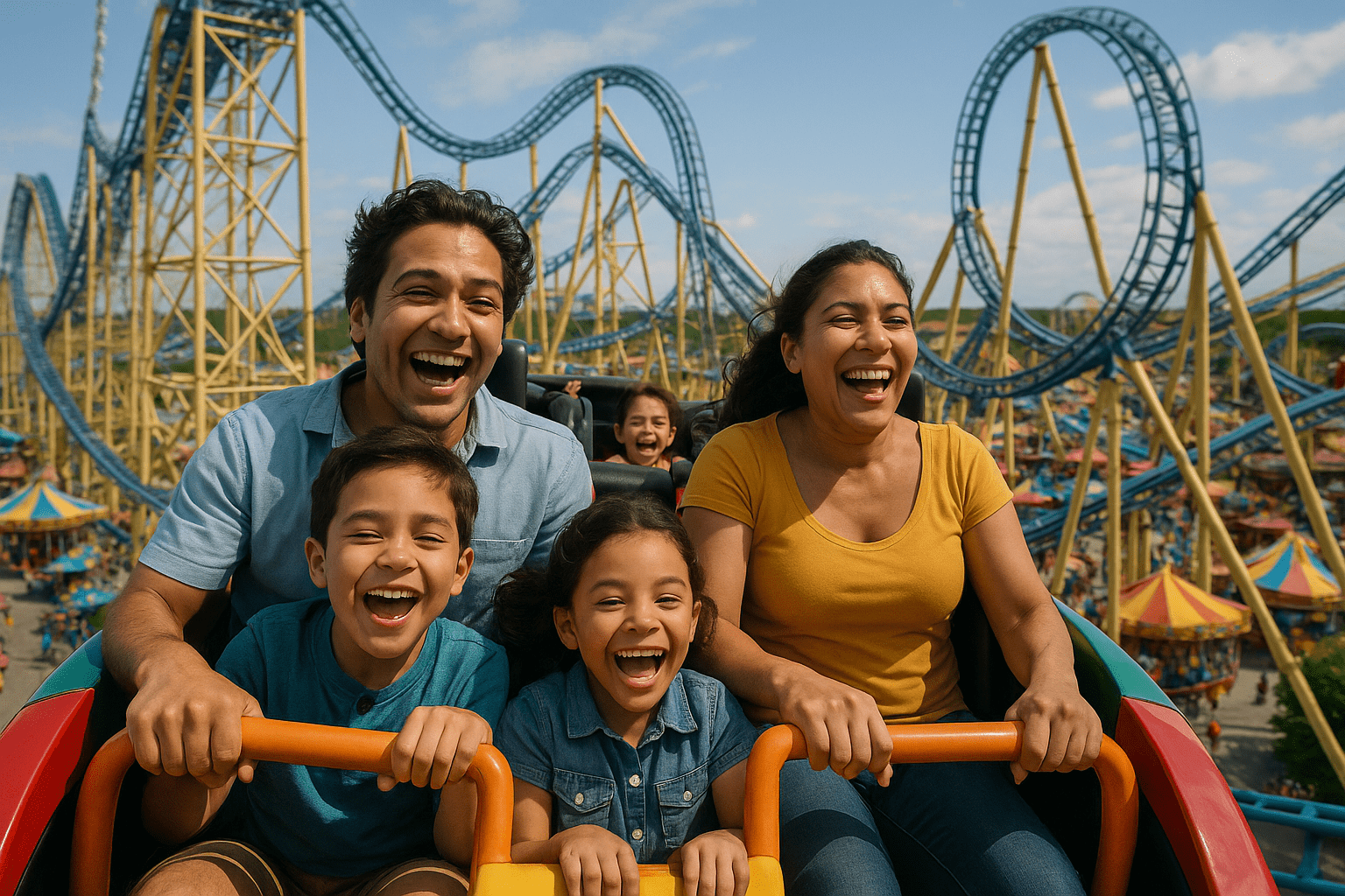 family on a rollercoaster